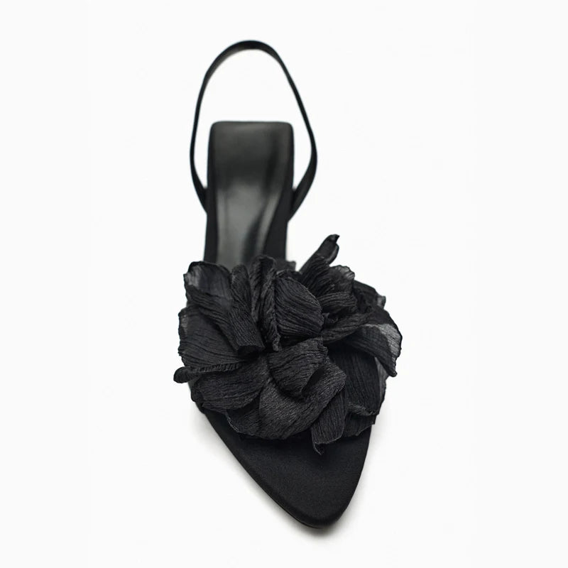 Ankle strap floral heel