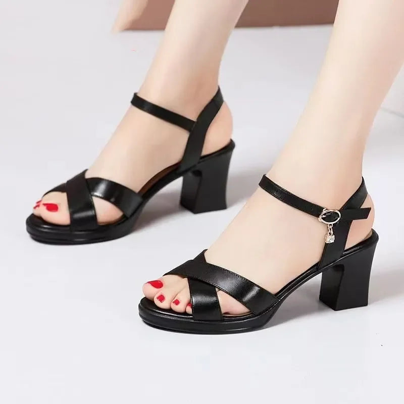 Ankle strap sandal low heel