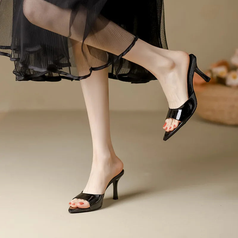 Nude heel no ankle strap sandal