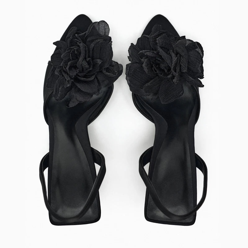 Ankle strap floral heel