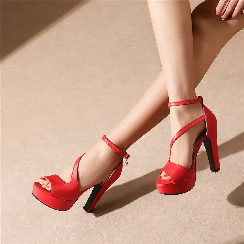 Yellow ankle strap heel