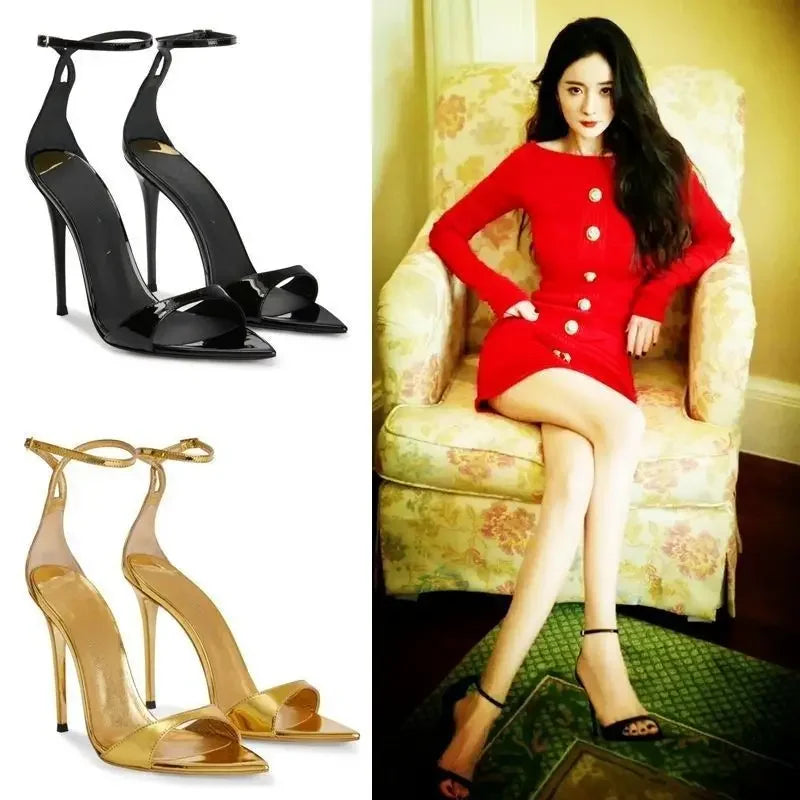 Bow ankle strap heel