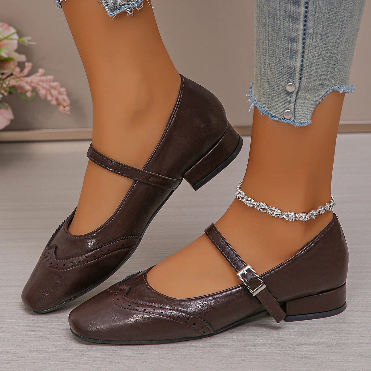 Ankle strap ballet flat