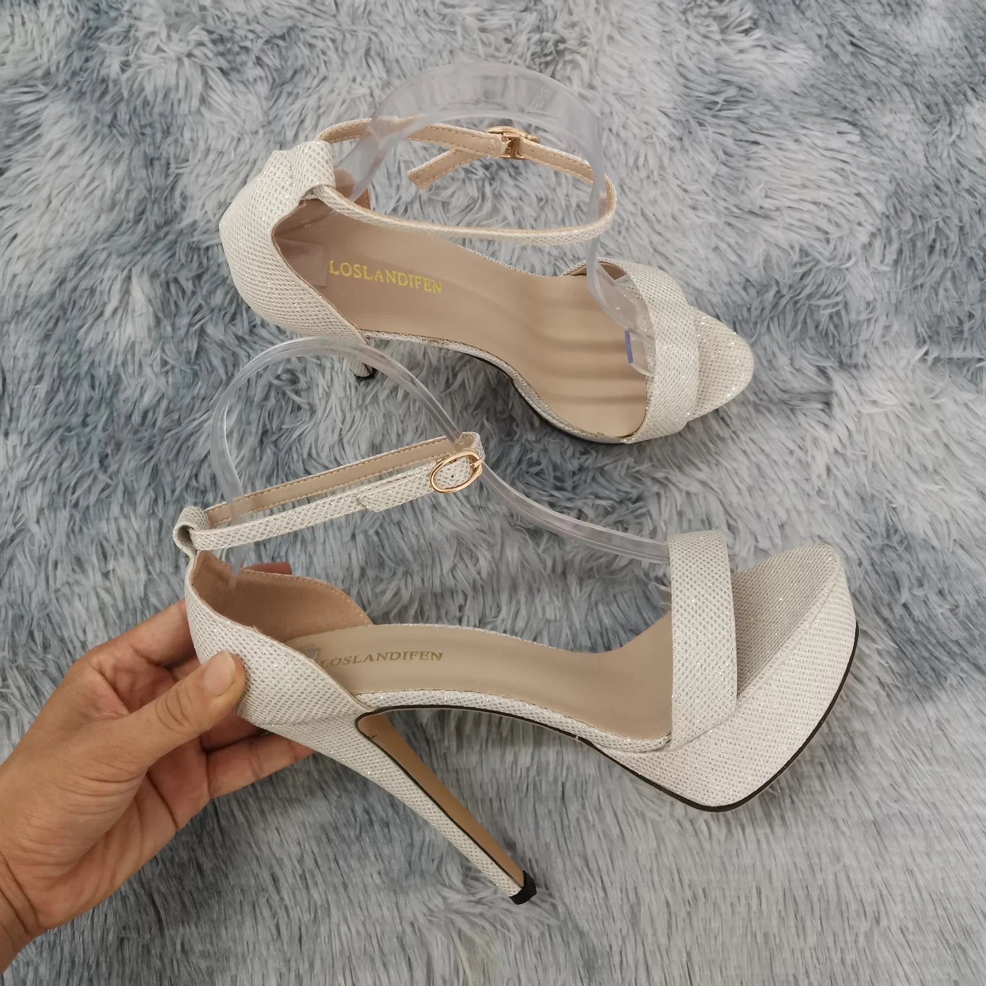 Pink ankle strap high heel