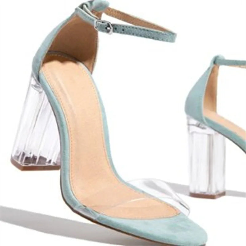 Ankle strap heel perspex