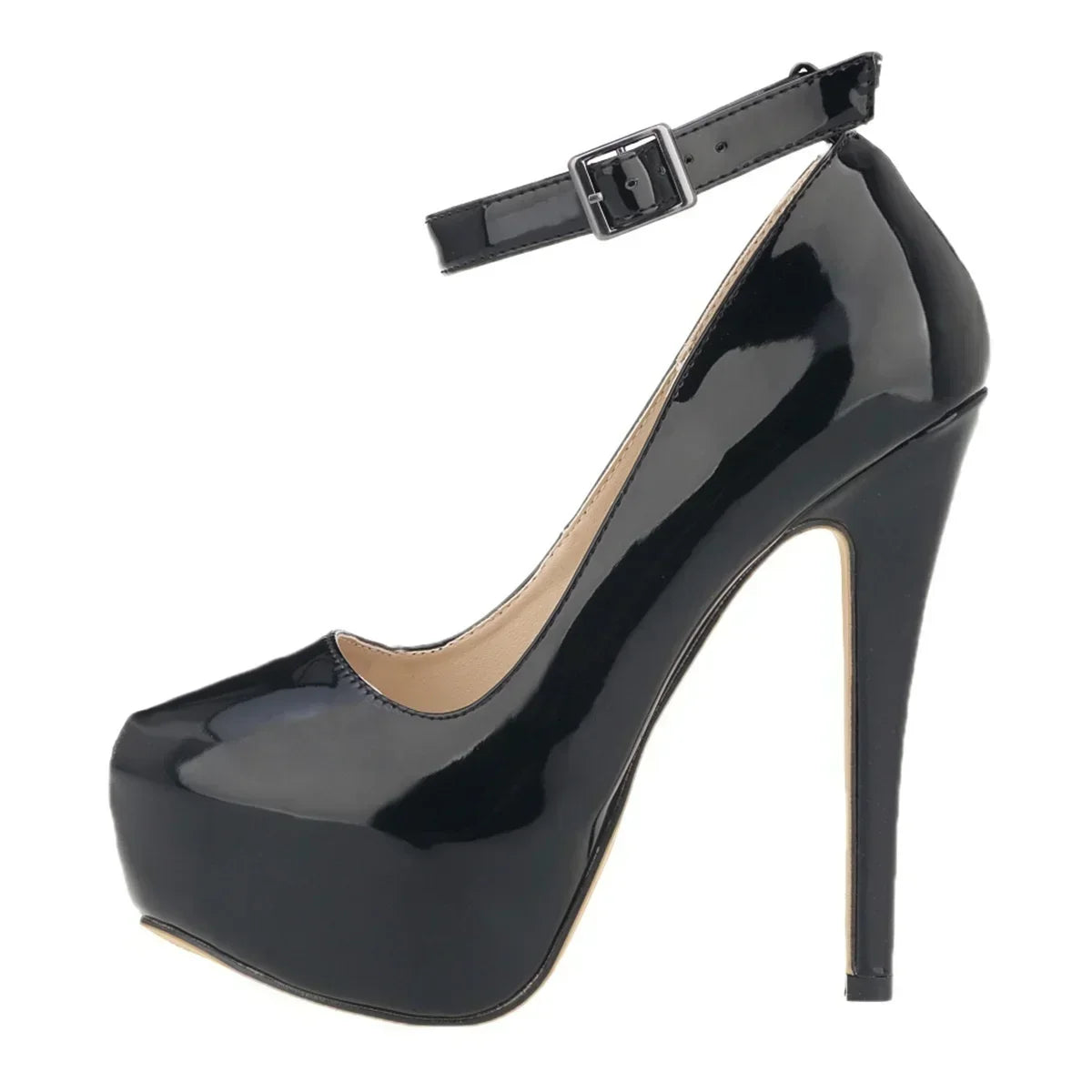Closed toe ankle strap high heel