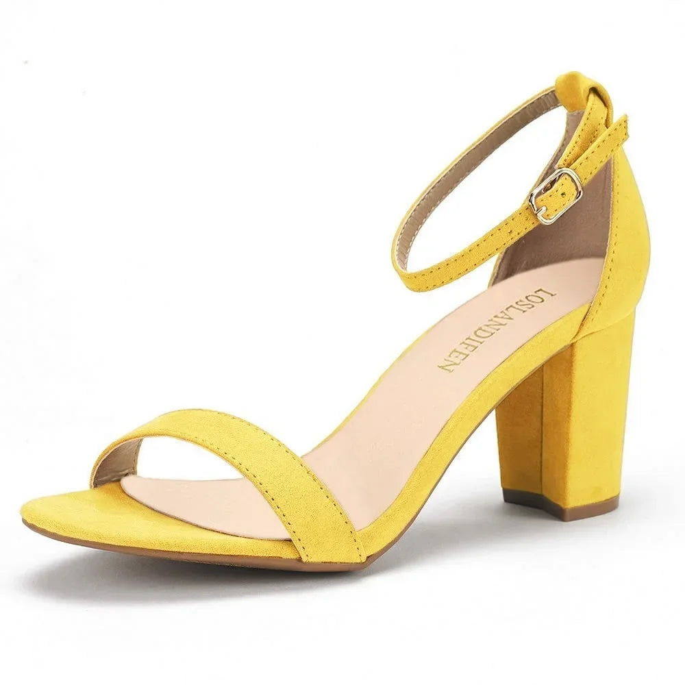 Green heel with ankle strap