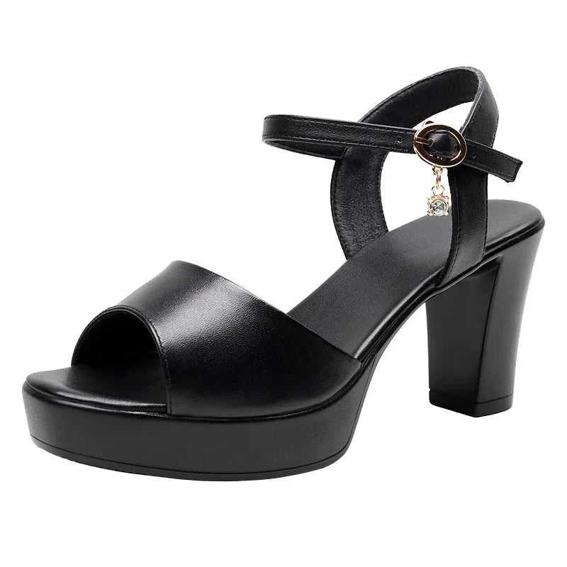 Ivory satin ankle strap heel