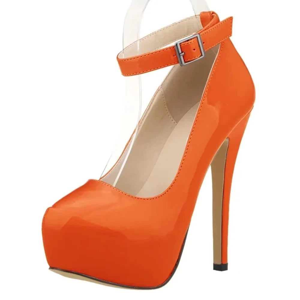 Closed toe ankle strap high heel
