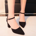 Black velvet heel ankle strap