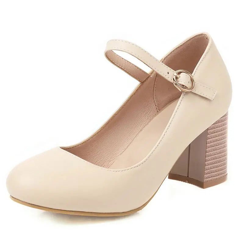 Beige closed toe with ankle strap heel