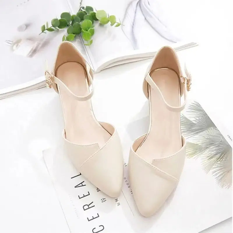 Beige ankle strap heels