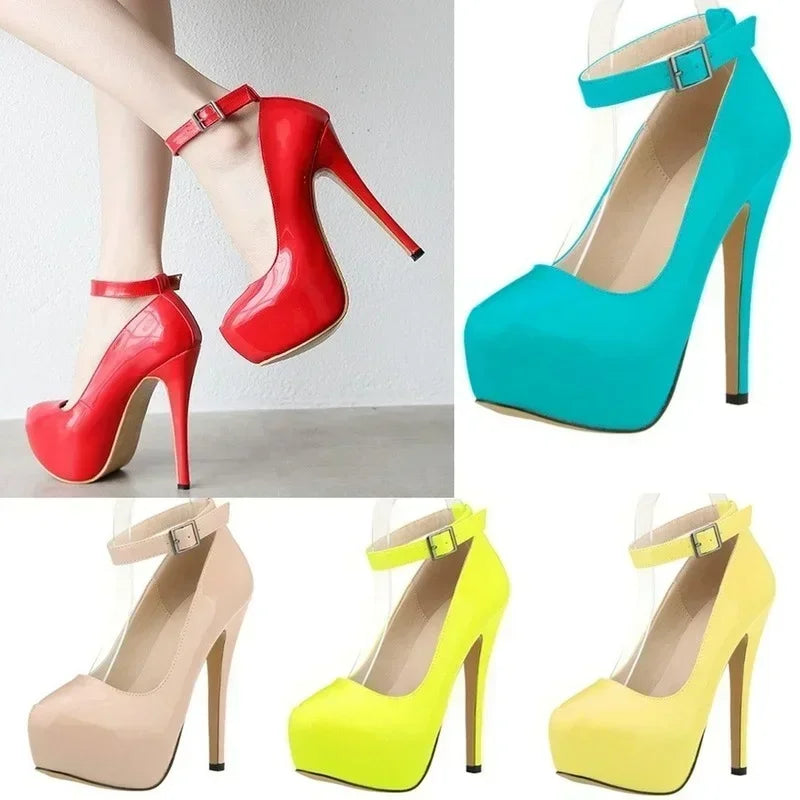 Closed toe ankle strap high heel