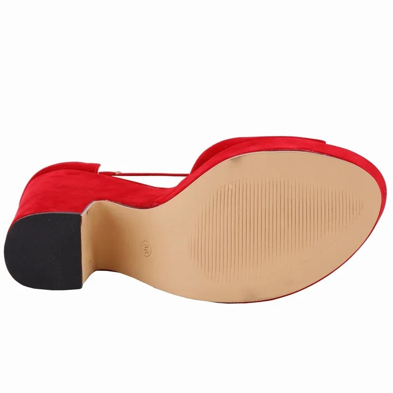 Dark red ankle strap heel