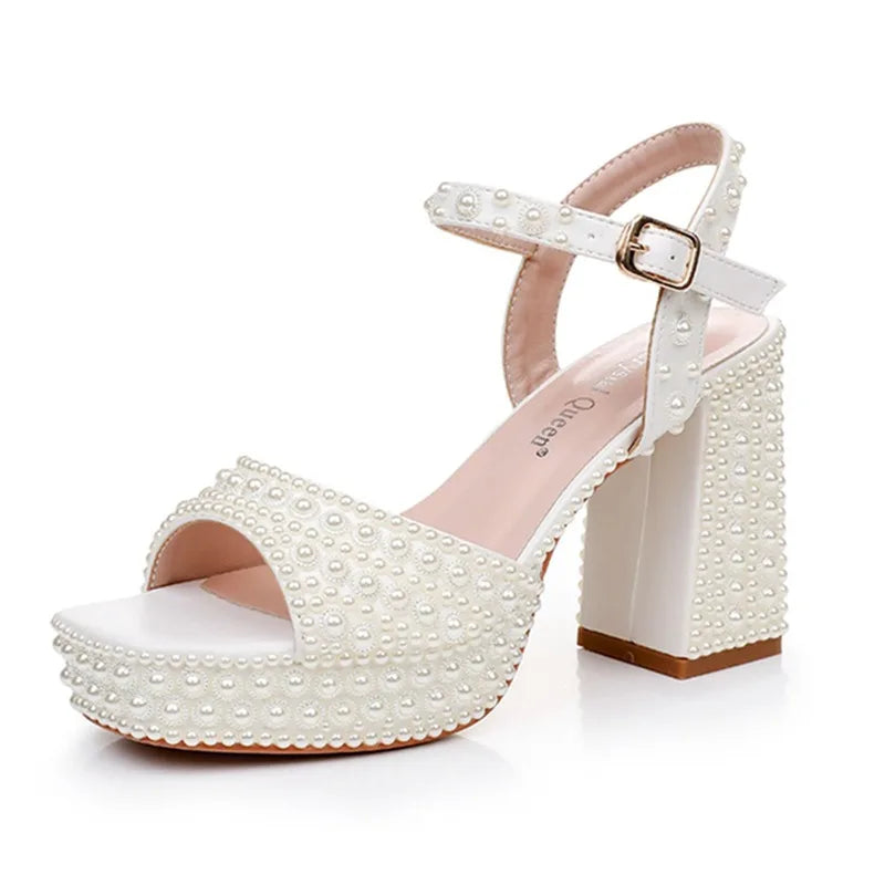 Pearl ankle strap heel