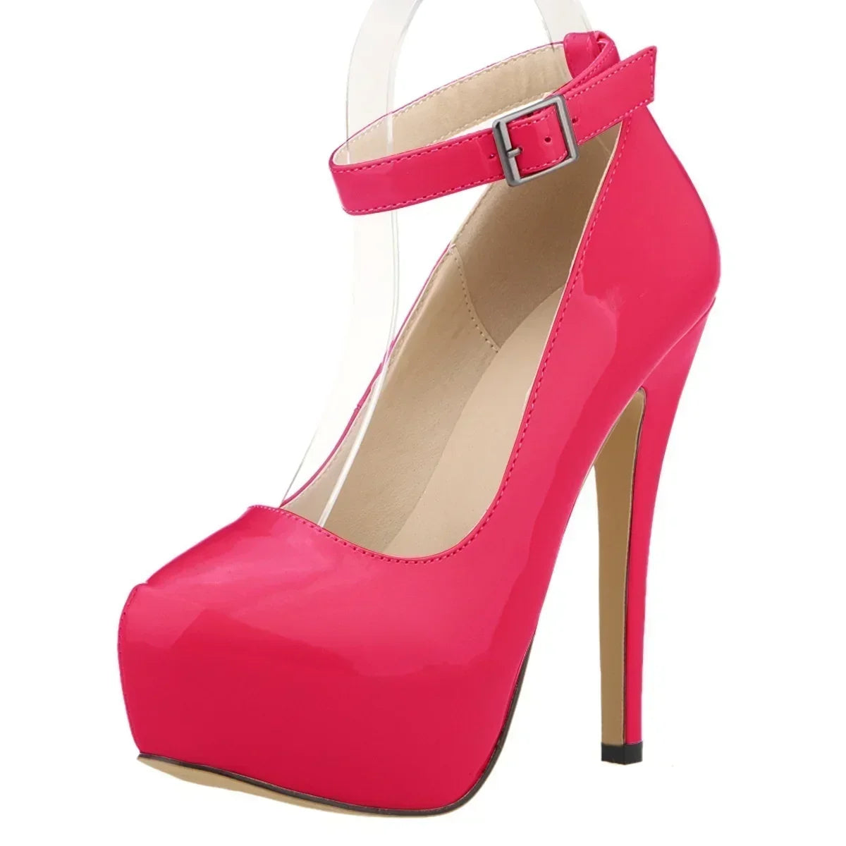 Closed toe ankle strap high heel