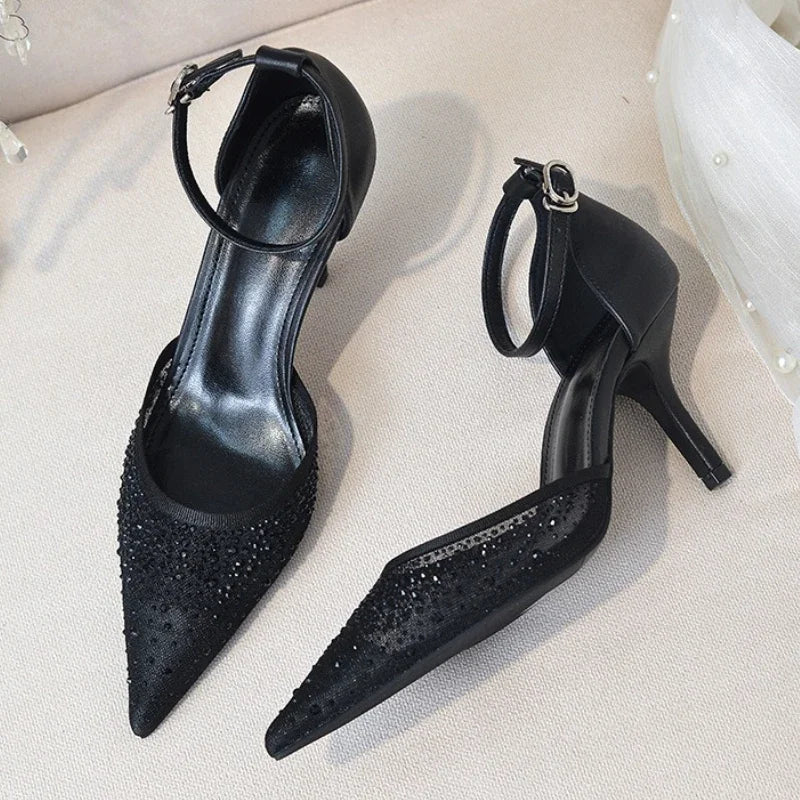 Burgundy ankle strap heel