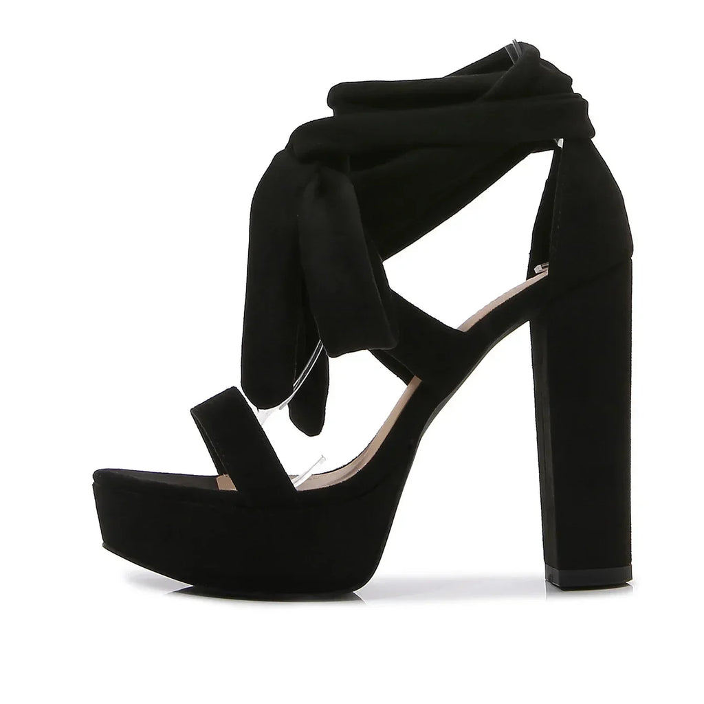 Ribbon ankle strap heel