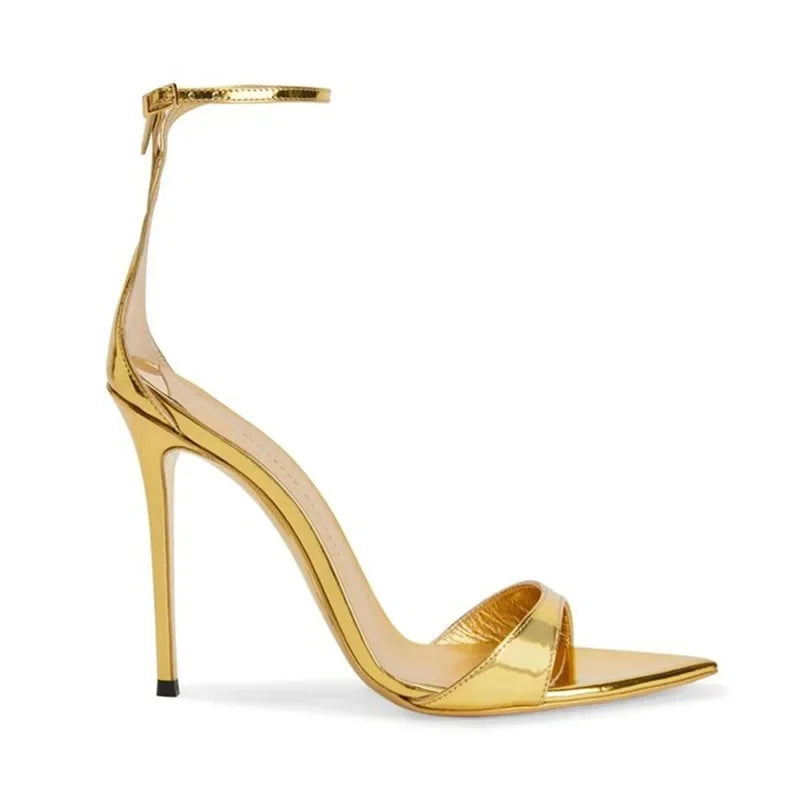 Bow ankle strap heel