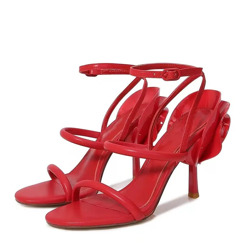 Silver metallic ankle ankle strap heel