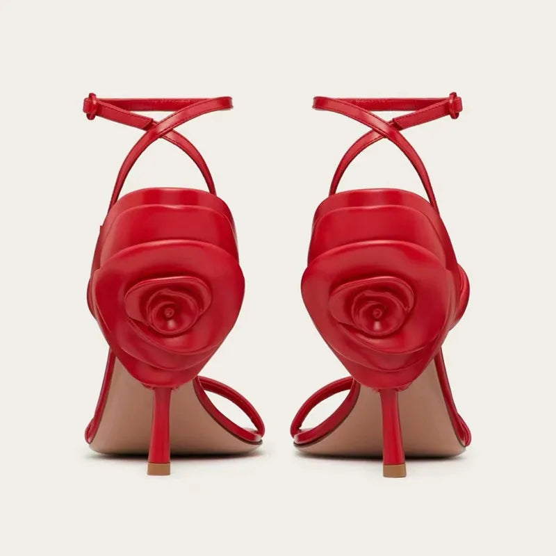 Silver metallic ankle ankle strap heel