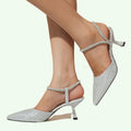 Ankle strap glitter heel