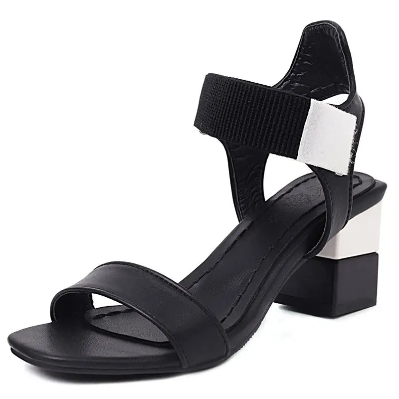 Elastic ankle strap heel