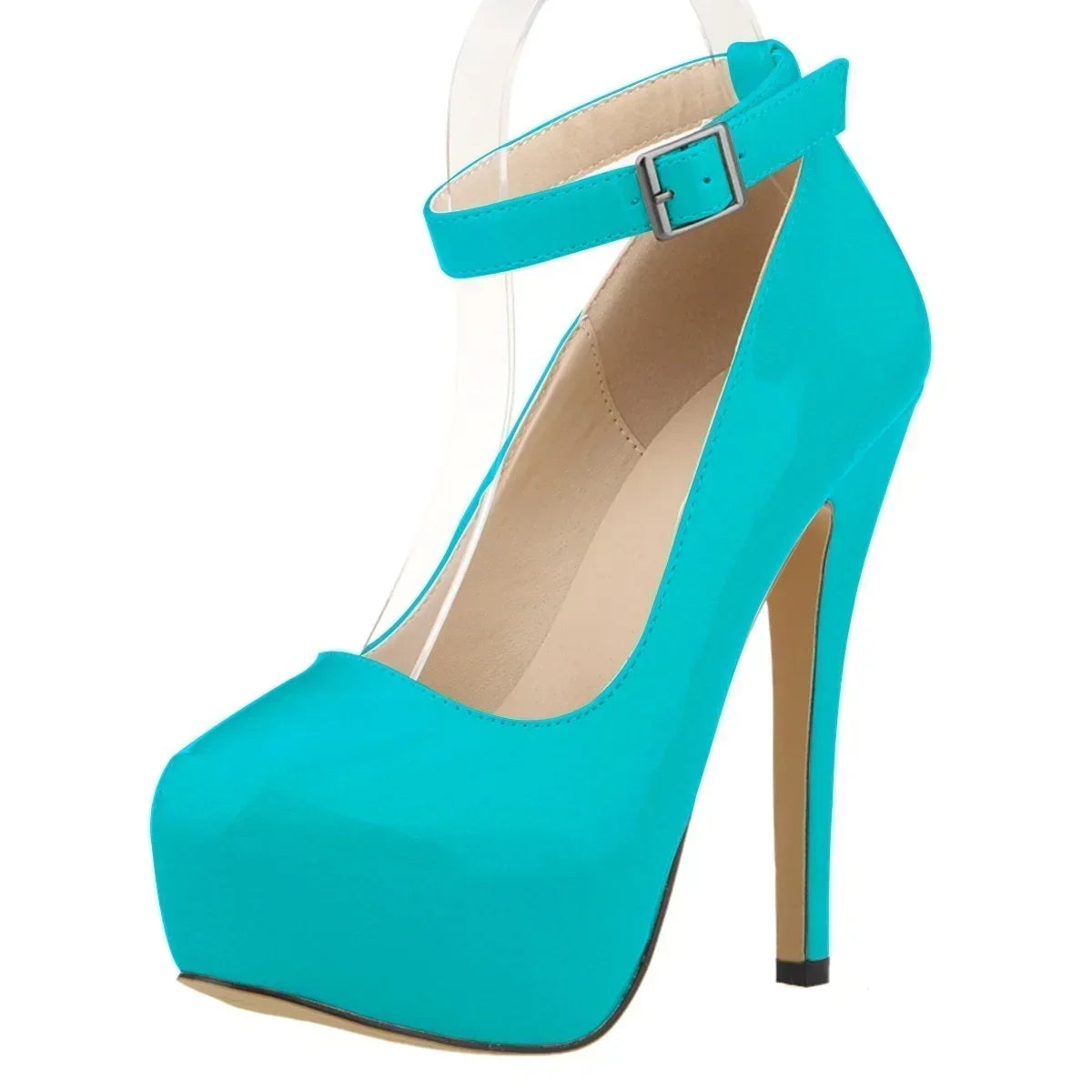 Closed toe ankle strap high heel