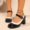 Retro ankle strap heel