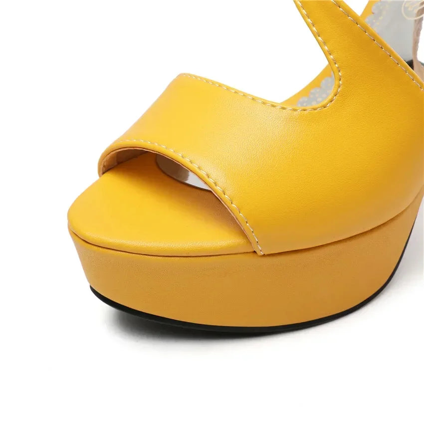 Yellow ankle strap heel
