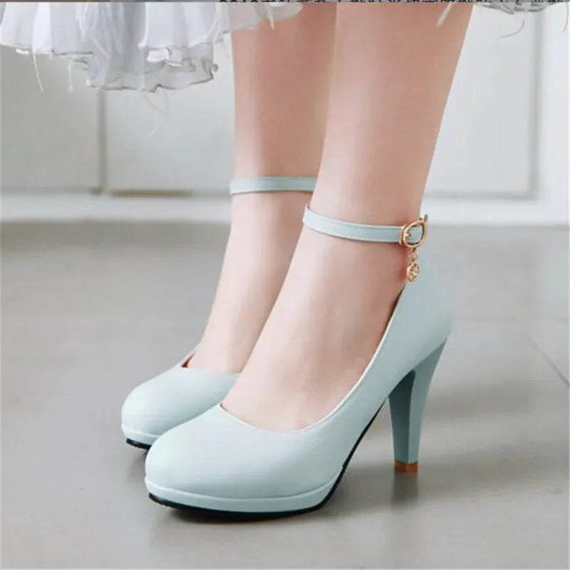 Children Girls round toe stiletto heel ankle strap