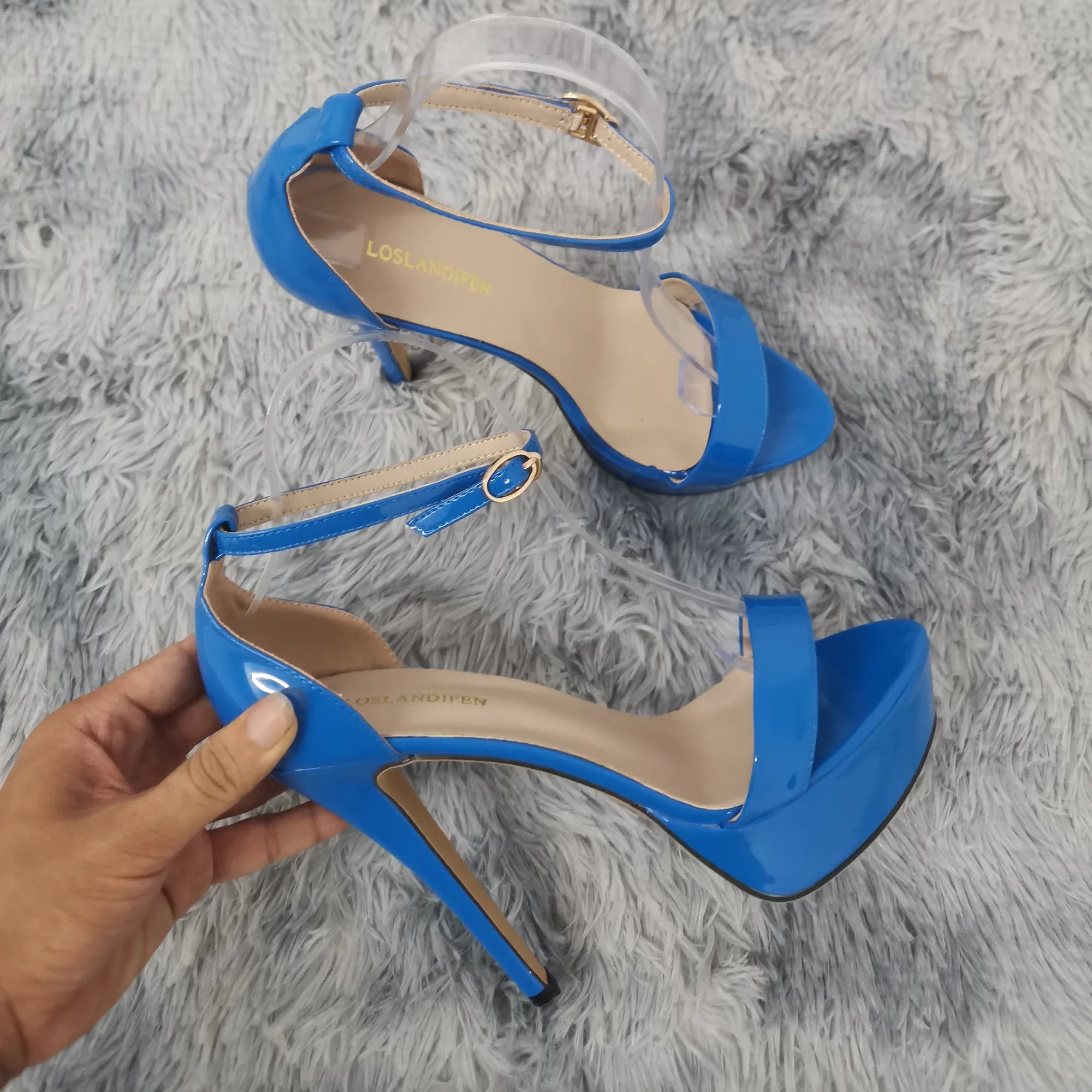 Pink ankle strap high heel