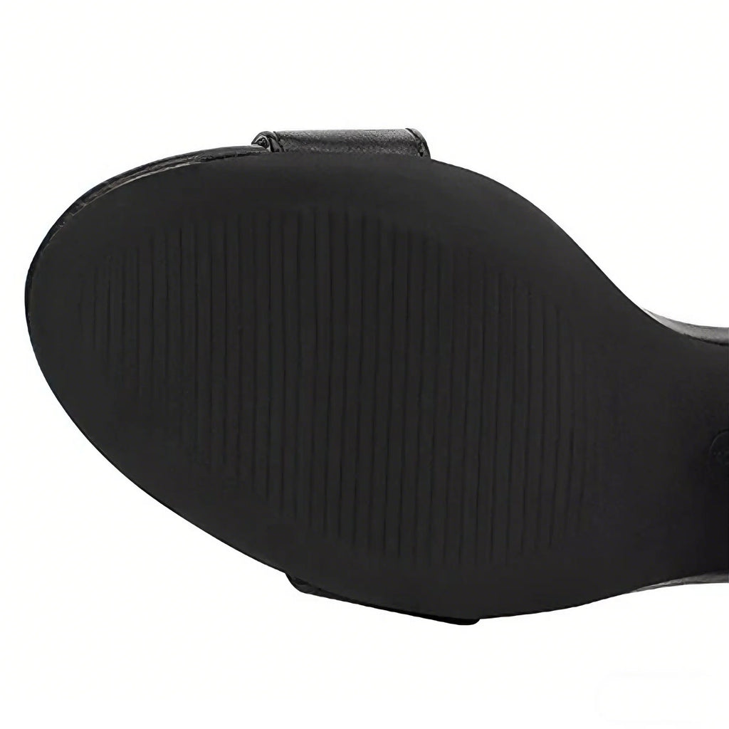 Open toe ankle strap chunky heel