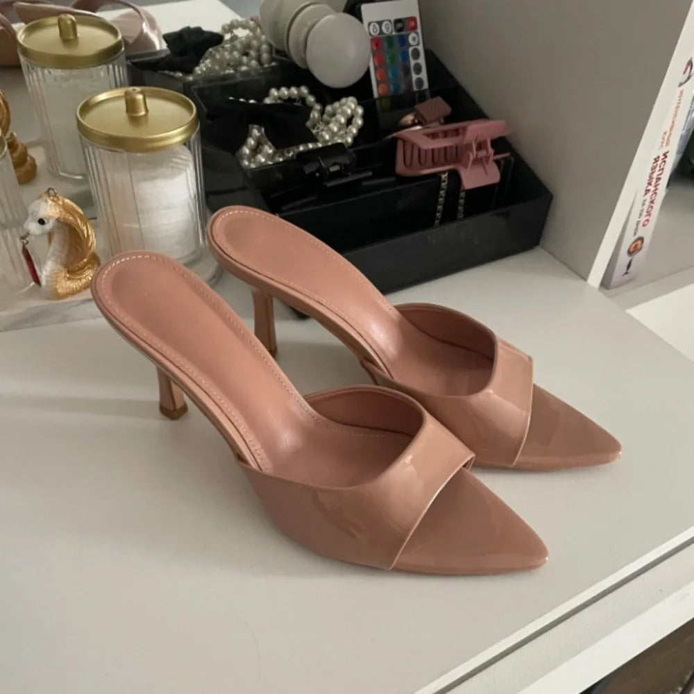 Nude heel no ankle strap sandal