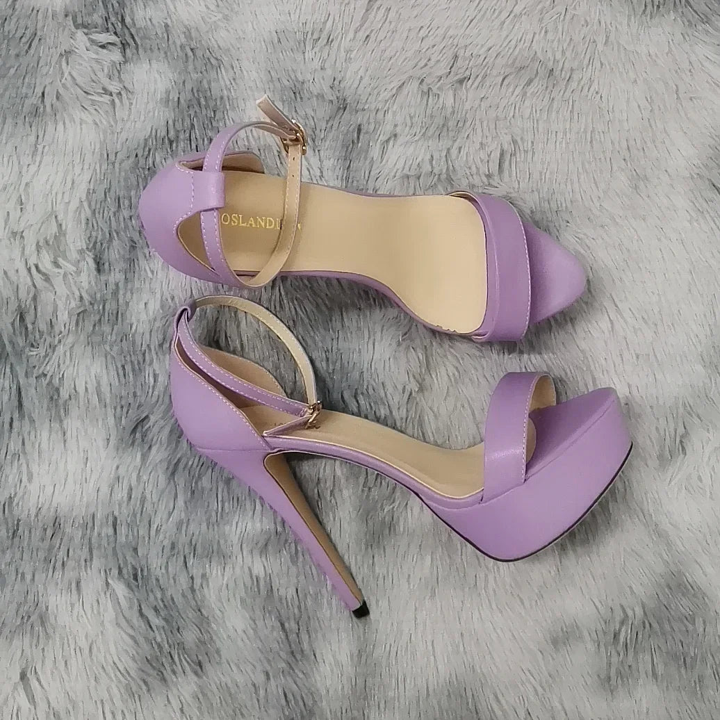 Pink ankle strap high heel