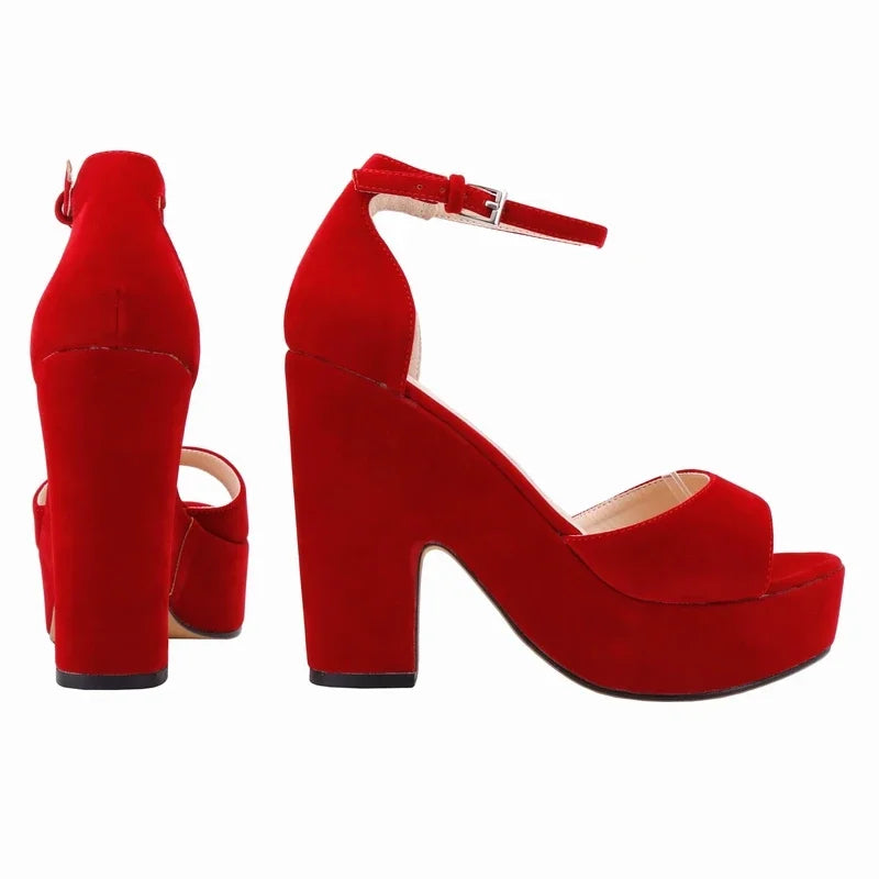 Dark red ankle strap heel
