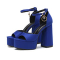 Dark blue ankle strap heel