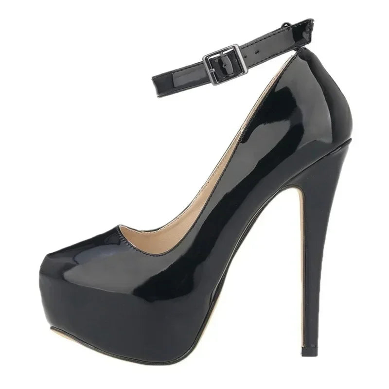 Closed toe ankle strap high heel