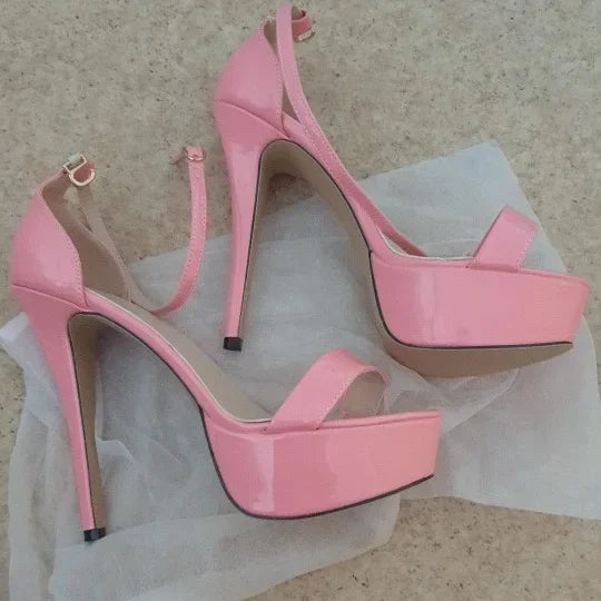 Pink ankle strap high heel