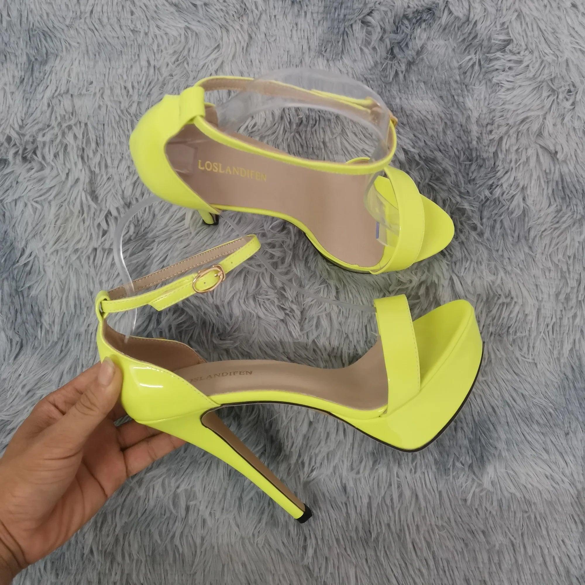 Pink ankle strap high heel