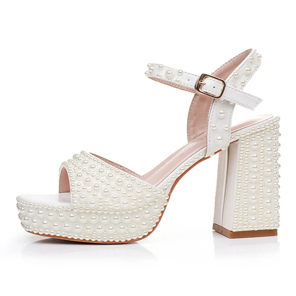 Pearl ankle strap heel
