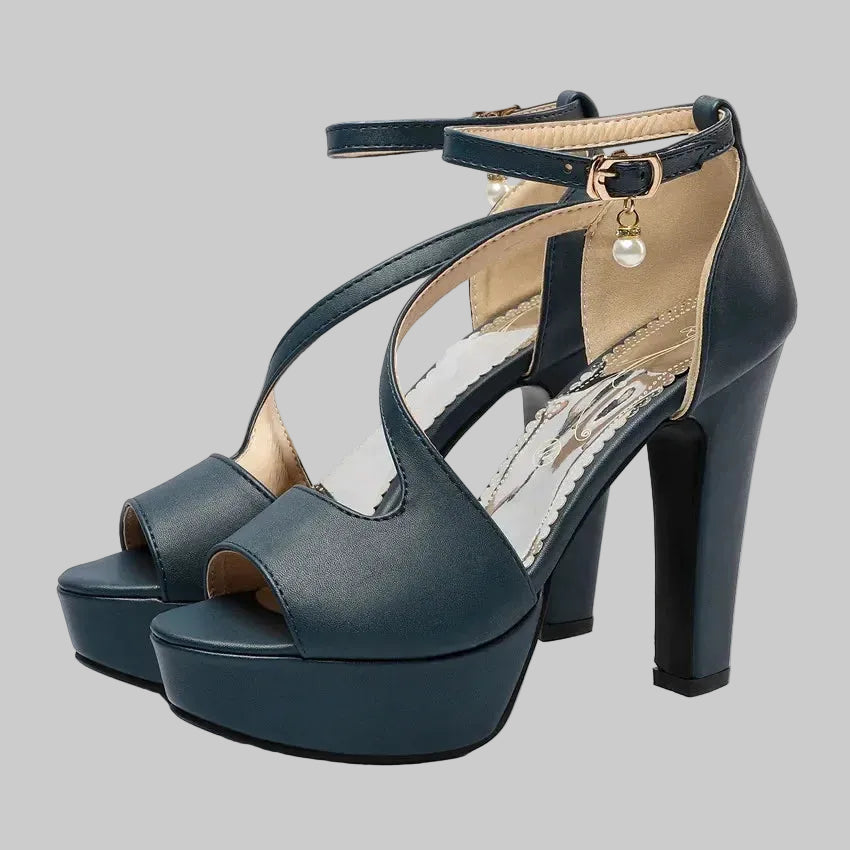 Yellow ankle strap heel