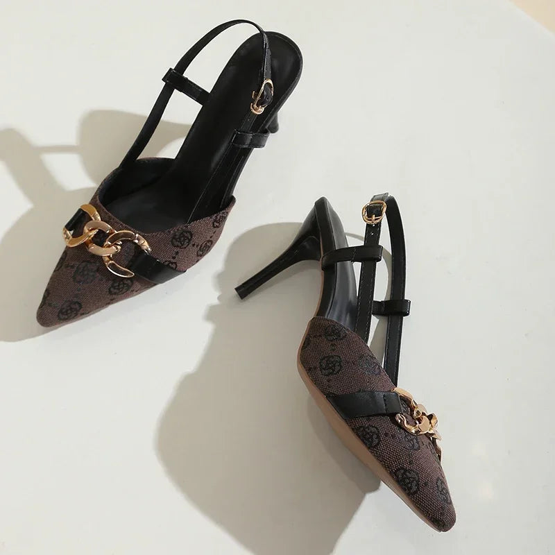 Brown ankle strap heel