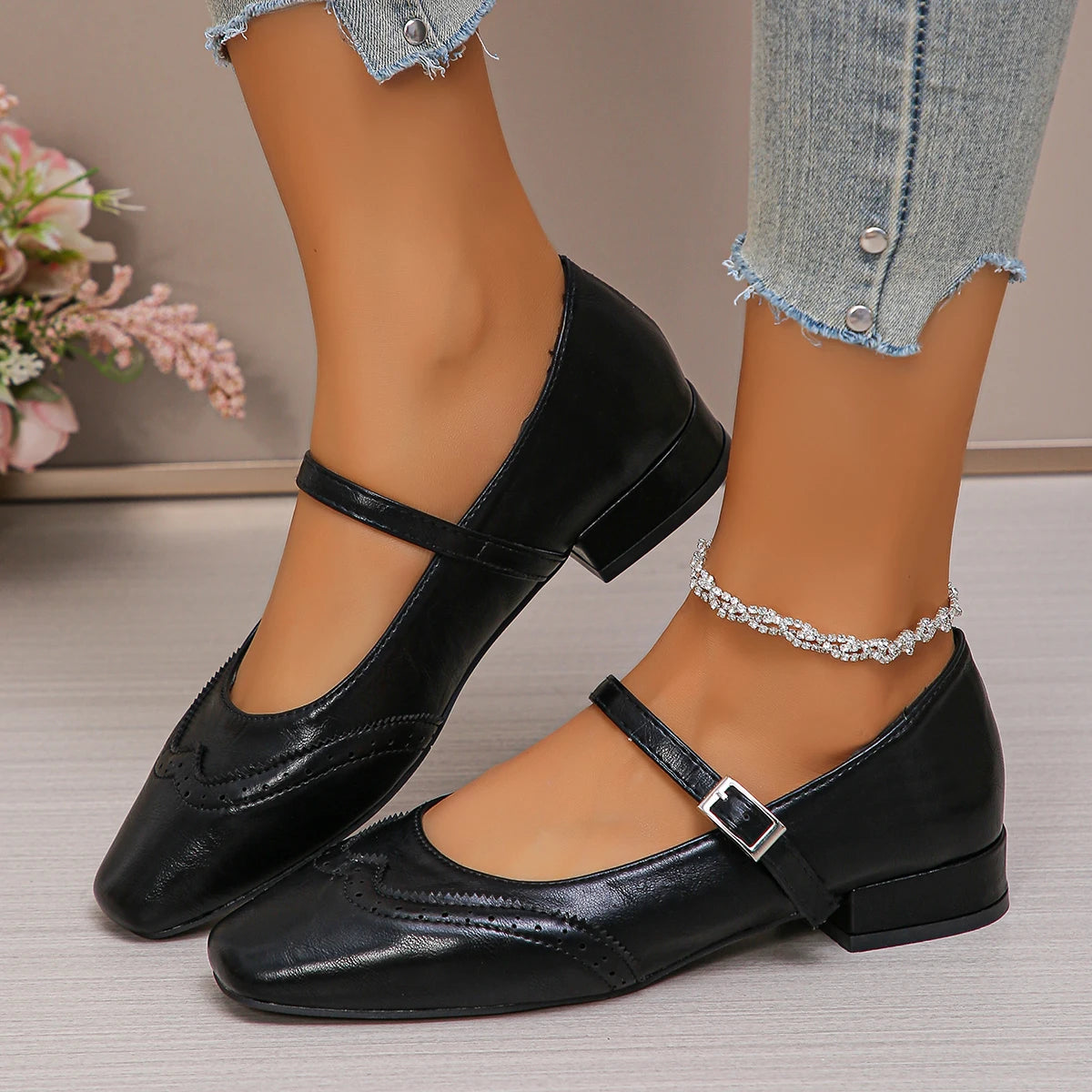 Ankle strap ballet flat