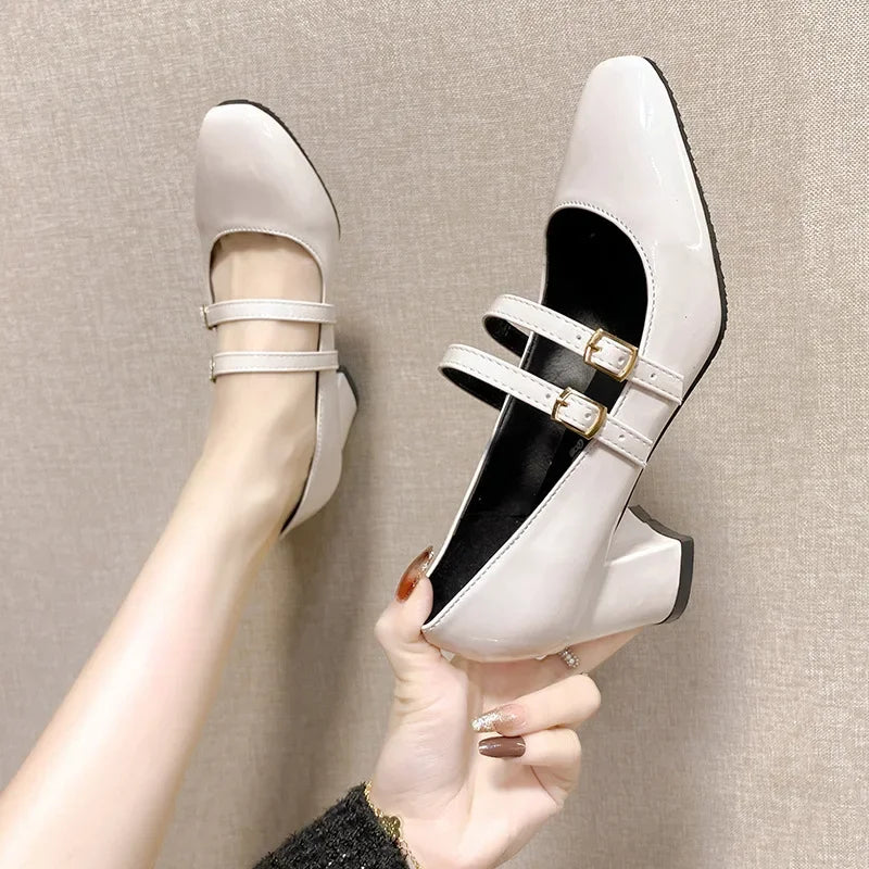 Double ankle strap heel