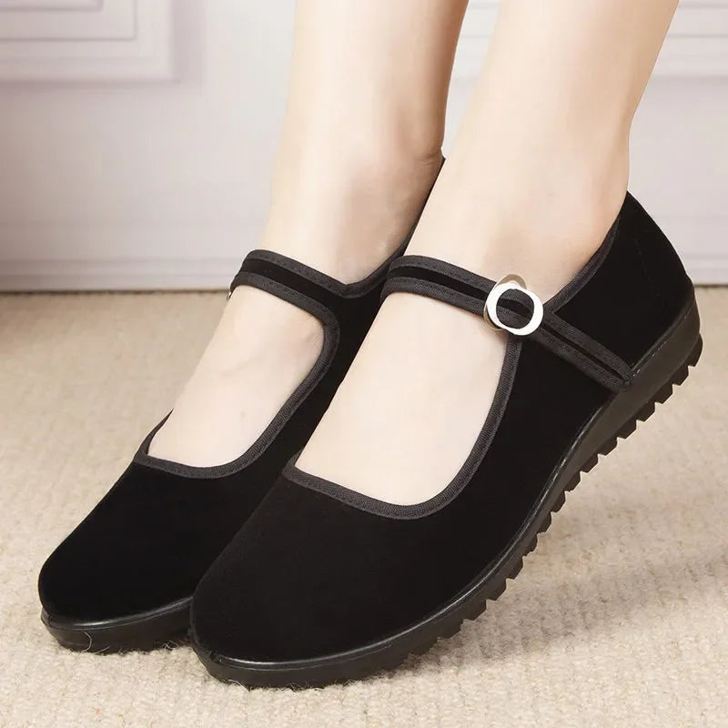 Ankle strap heel flat
