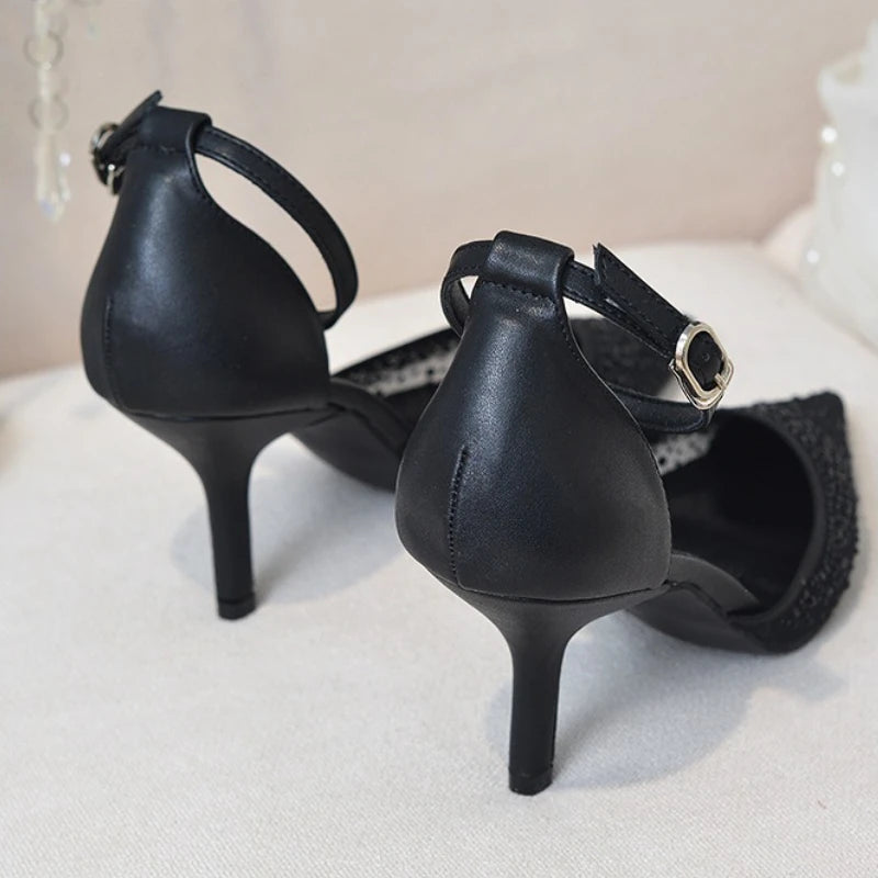 Burgundy ankle strap heel