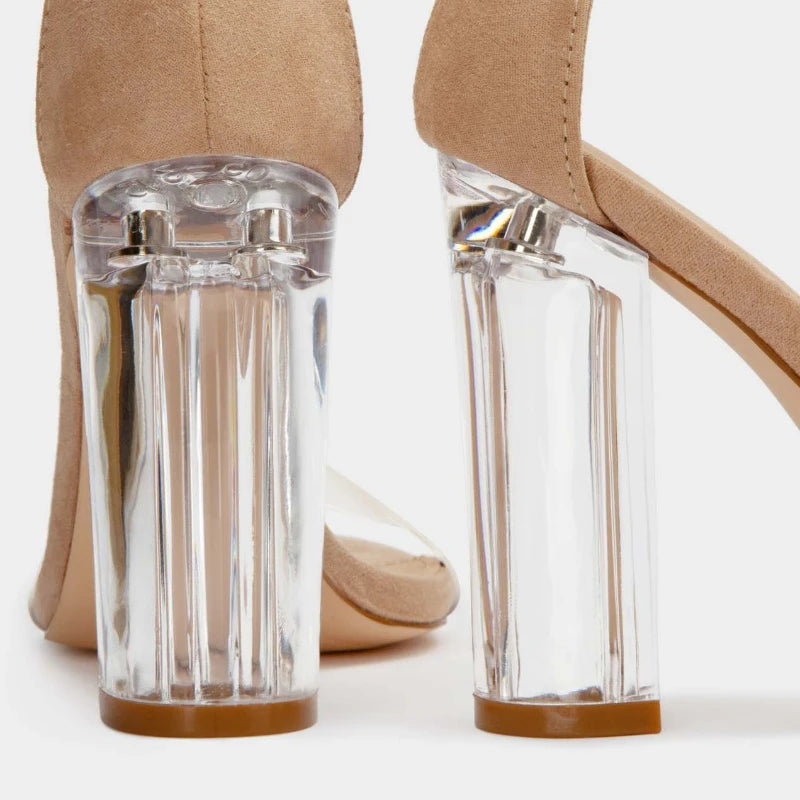 Ankle strap heel perspex