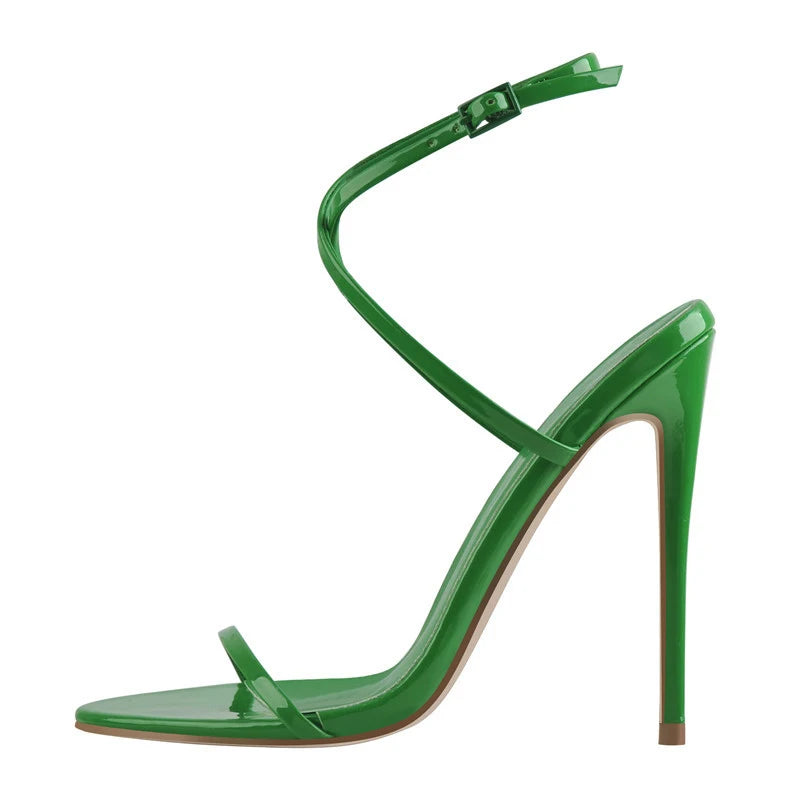 Lime green ankle strap heel