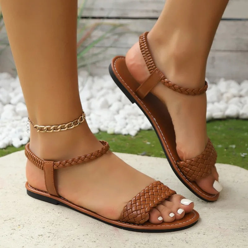 Ankle strap flat sandal